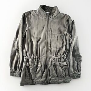 J. Jill XS Army Green Utility Jacket Zip Front Cargo Pockets‎ Lightweight Coat